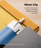 Apple Pencil Pro / 2nd Generation Case | Silicone Drafting Pencil Case - Apple Pencil Pro / 2nd Generation Case - A stylus with a metal clip attached to a document folder on a wooden desk.