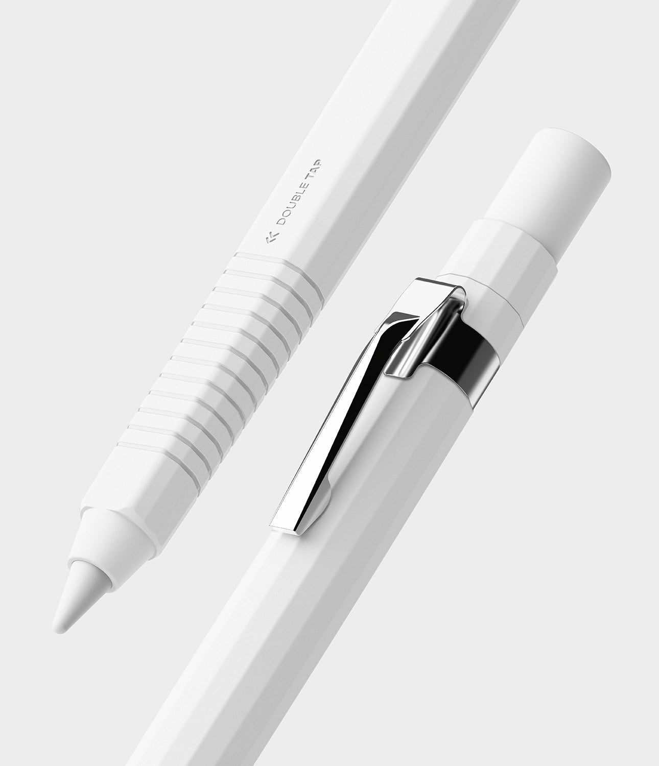 Apple Pencil Pro / 2nd Generation Case | Silicone Drafting Pencil Case - Apple Pencil Pro / 2nd Generation Case - White silicone drafting-style case with a metal clip and Double Tap text.