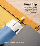 Apple Pencil Pro / 2nd Generation Case | Silicone Drafting Pencil Case - Apple Pencil Pro / 2nd Generation Case - A yellow silicone Apple Pencil case with a metal clip attached to a folder.