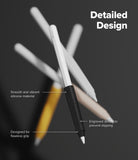 Apple Pencil Case | Silicone Drafting Grip Holder - Apple Pencil Case - Black silicone drafting grip on an Apple Pencil with text callouts highlighting its ergonomic design.