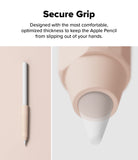 Apple Pencil Case | Silicone Drafting Grip Holder - A beige silicone grip on an Apple Pencil with a textured surface.