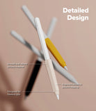 Apple Pencil Case | Silicone Drafting Grip Holder - Apple Pencil Case - Silicone drafting grips on Apple Pencils with labels highlighting material, texture, and ergonomic design.