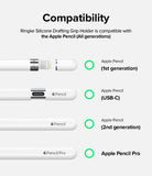 Apple Pencil Case | Silicone Drafting Grip Holder - Apple Pencil Case - Compatibility chart showing Ringke grip holder fits all Apple Pencil generations with green checkmarks.