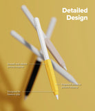 Apple Pencil Case | Silicone Drafting Grip Holder - Apple Pencil Case - Yellow silicone grip on an Apple Pencil with text callouts highlighting its texture and design.