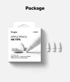 Apple Pencil | HB Tip - Ringke 3-pack of white replacement tips for Apple Pencil in retail packaging with three loose tips.