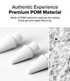 Apple Pencil | HB Tip - White Apple Pencil tips and a pile of small white POM material pellets on a white background.