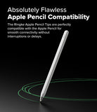 Apple Pencil | Metal Tip - White Apple Pencil with a metal tip drawing green lines on a black background.