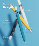 Apple Pencil USB-C Case | Silicone Drafting Pencil Case - Apple Pencil USB-C Case - Diagram of a silicone drafting-style case for Apple Pencil highlighting metal clip and grip.