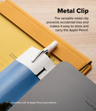 Apple Pencil USB-C Case | Silicone Drafting Pencil Case - Apple Pencil USB-C Case - A silicone Apple Pencil case with a metal clip attached to a notebook on a wooden desk.