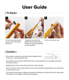 Apple Pencil USB-C Case | Silicone Drafting Pencil Case - Apple Pencil USB-C Case - Three-step visual guide showing how to attach a metal clip, insert the pencil, and add the cap.