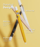 Apple Pencil USB-C Case | Silicone Drafting Pencil Case - Labeled diagram of a yellow silicone Apple Pencil case.
