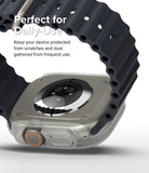 Apple Watch Ultra 3 / 2 / 1 Case | Slim - Clear protective case on an Apple Watch Ultra with a black silicone band.