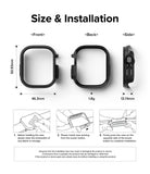 Apple Watch Ultra 3 / 2 / 1 Case | Slim - Dimensions, weight, and three-step installation guide for a black watch case.