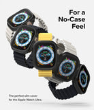 Apple Watch Ultra 3 / 2 / 1 Case | Slim - Five Apple Watch Ultras in slim black cases with various colored bands.