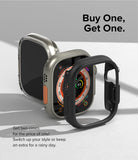 Apple Watch Ultra 3 / 2 / 1 Case | Slim - Apple Watch Ultra Slim Case - Clear and black protective cases floating around an Apple Watch Ultra with text overlay.