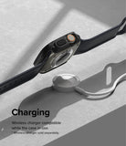 Apple Watch Ultra 3 / 2 / 1 Case | Slim - Apple Watch Ultra in a slim black case resting above a wireless charging puck.