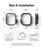 Apple Watch Ultra 3 / 2 / 1 Case | Slim - Technical diagram showing dimensions, weight, and three-step installation guide.