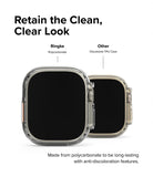 Apple Watch Ultra 3 / 2 / 1 Case | Slim - Comparison of a clear Ringke polycarbonate case versus a yellowed TPU case.