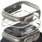 Apple Watch Ultra 3 / 2 / 1 Case | Slim - Exploded view of a metallic and clear protective watch case layers.