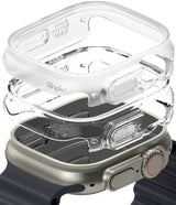 Apple Watch Ultra 3 / 2 / 1 Case | Slim - Clear protective case hovering above an Apple Watch Ultra with a dark band.