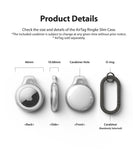AirTag Case | Slim [1 Pack] - Technical diagram showing back, side, and front views of a clear AirTag case with dimensions.
