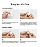 AirTag Case | Slim [1 Pack] - Four-step instructional diagram showing how to insert and remove an AirTag from a clear case.