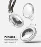 AirTag Case | Slim [1 Pack] - Transparent, minimalist AirTag cases shown in various angles with a black carabiner attachment.