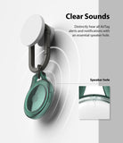 AirTag Case | Slim [1 Pack] - Green translucent AirTag case with a carabiner, highlighting the speaker hole design.