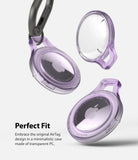 AirTag Case | Slim [1 Pack] - Three translucent purple AirTag cases floating against a white background with a carabiner.