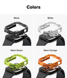 Apple Watch 11 / 10 (42mm) Case | Fusion Bumper - Four color options of translucent watch bumpers in black, white, neon green, and neon orange.