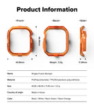 Apple Watch 11 / 10 (42mm) Case | Fusion Bumper - Technical diagram showing front, back, and side views of an orange bumper.