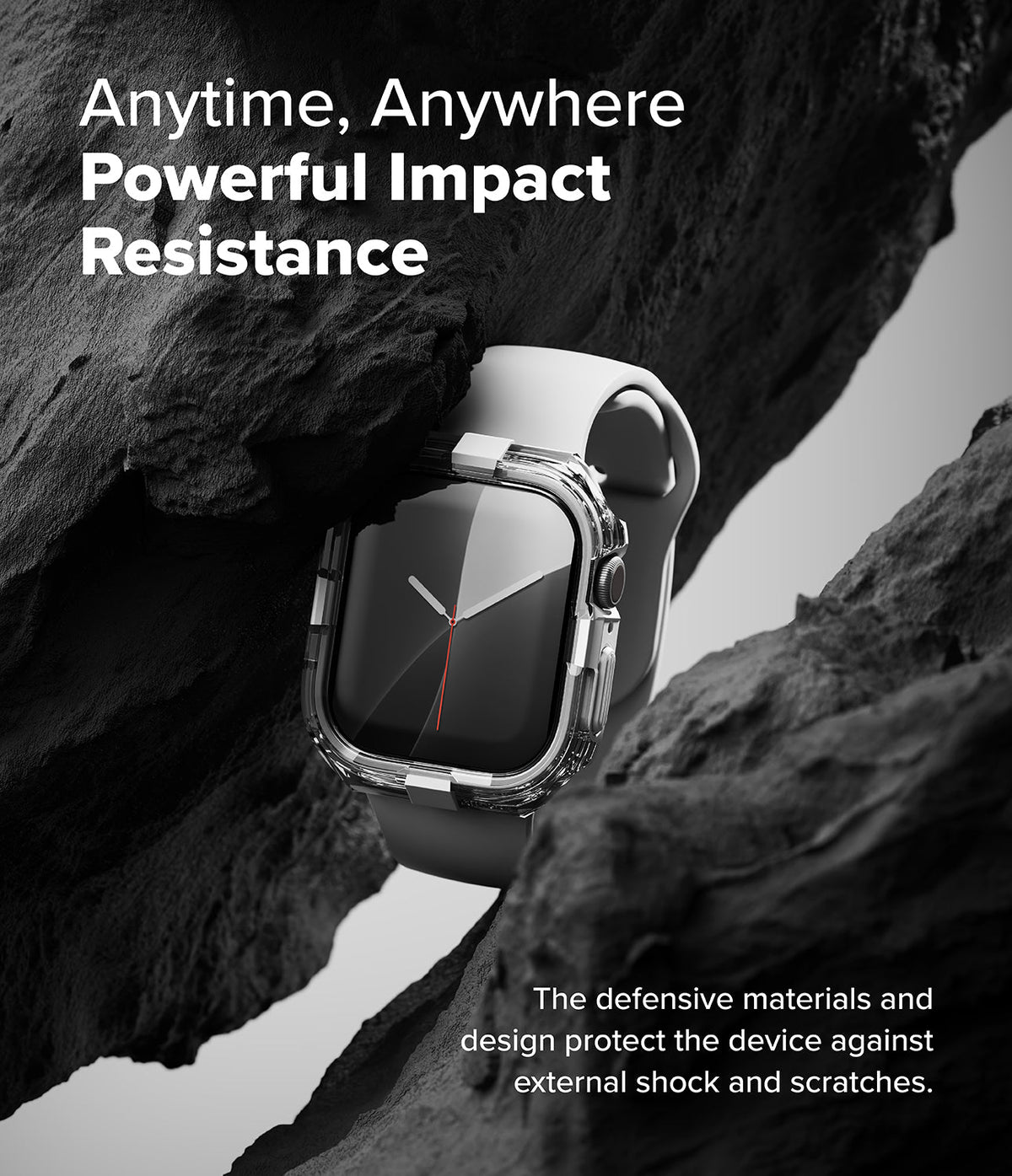 Apple Watch 11 / 10 (46mm) Case | Fusion Bumper - Apple Watch with clear protective bumper nestled in dark rock.