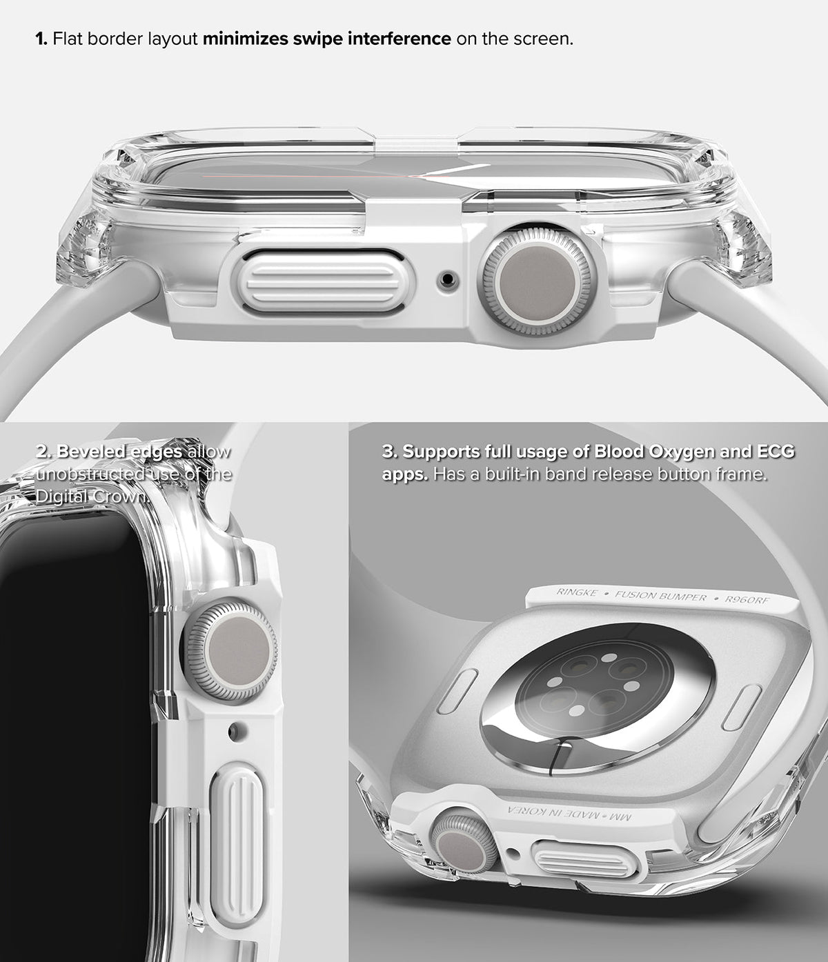 Apple Watch 11 / 10 (46mm) Case | Fusion Bumper - Clear protective bumper case showing flat edges and sensor access.