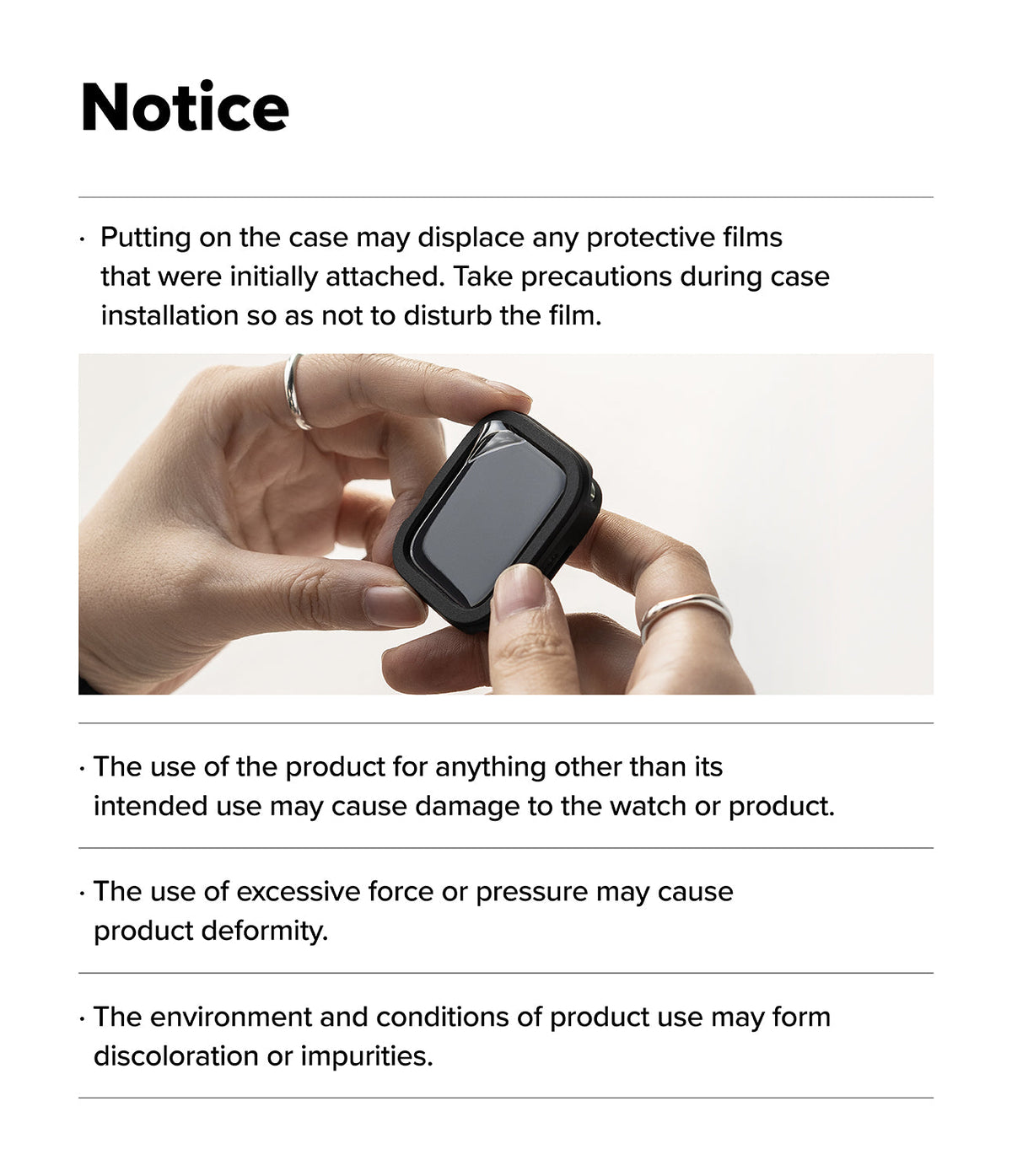 Apple Watch 11 / 10 (42mm) Case | Air Sports - Hands holding a black Apple Watch case with a protective film attached.