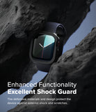 Apple Watch 11 / 10 (42mm) Case | Air Sports - Black protective watch case nestled between jagged dark rock formations.