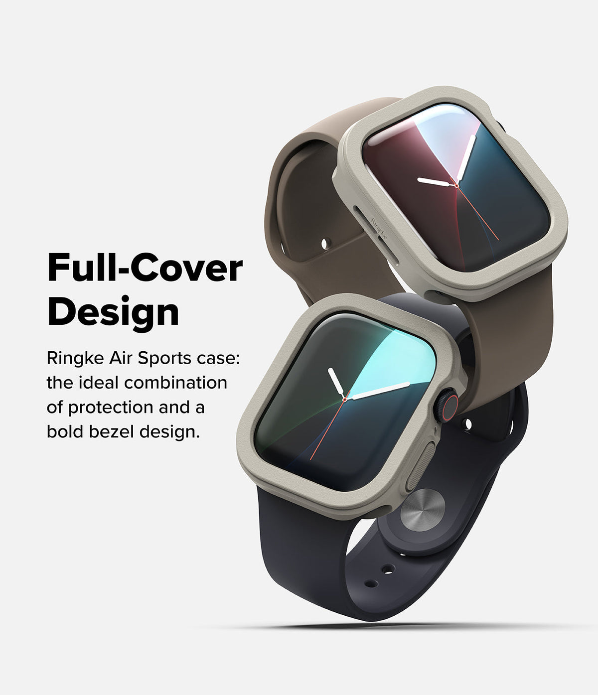 Apple Watch 11 / 10 (46mm) Case | Air Sports - Two Apple Watches with beige protective cases and silicone bands.