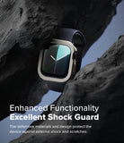 Apple Watch 11 / 10 (46mm) Case | Air Sports - Beige protective watch case nestled between jagged dark rocks.