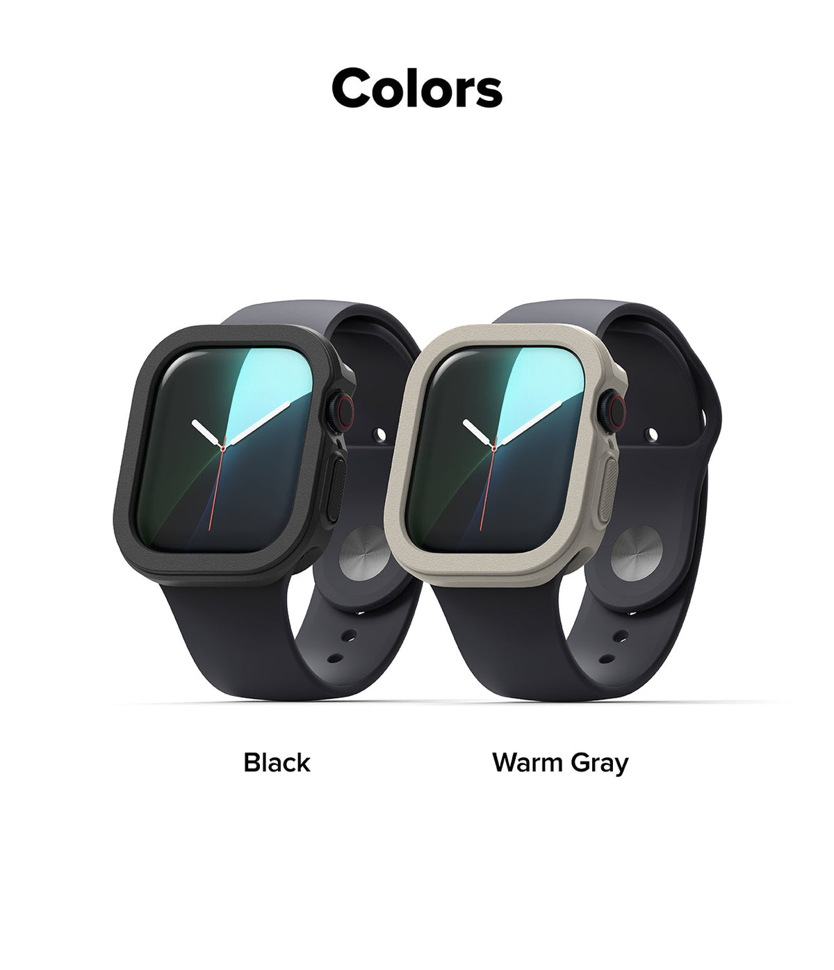 Apple Watch 11 / 10 (46mm) Case | Air Sports - Two Apple Watches with black and warm gray protective cases.