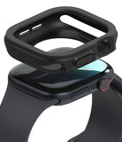 Apple Watch 11 / 10 (46mm) Case | Air Sports - Black protective case hovering above a black Apple Watch with a red dial.