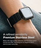 Apple Watch 11 / 10 (42mm) Cover | Bezel Styling - Polished stainless steel watch bezel on a wrist with water droplets.