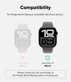 Apple Watch 11 / 10 (46mm) Cover | Bezel Styling - Compatibility chart showing 46mm Apple Watch is compatible, 42mm is not.
