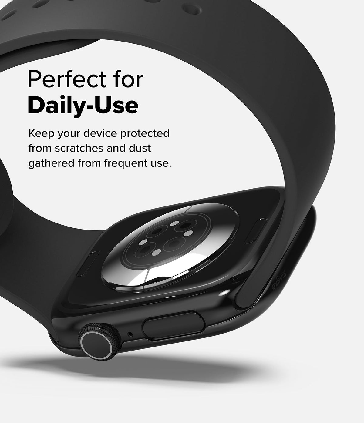 Apple Watch 11 / 10 (46mm) Cover | Bezel Styling - Close-up of a black Apple Watch with a protective bezel cover.
