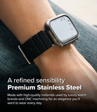 Apple Watch 11 / 10 (46mm) Cover | Bezel Styling - Stainless steel bezel cover on an Apple Watch with black band.