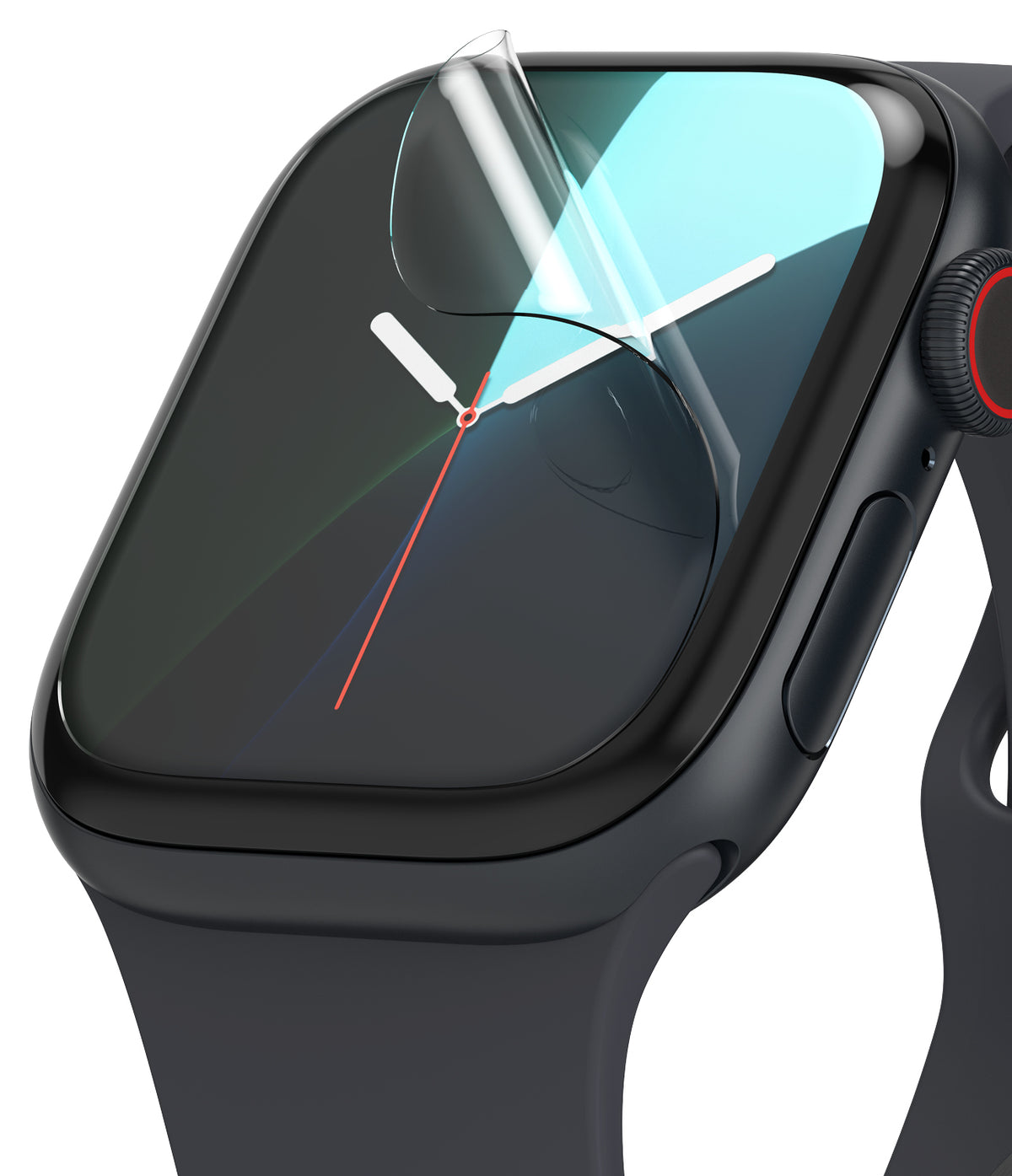 Apple Watch 11 / 10 (42mm) Screen Protector | Dual Easy Film - Transparent protective film being applied to Apple Watch.