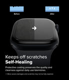 Apple Watch 11 / 10 (42mm) Screen Protector | Dual Easy Film - Split screen showing self-healing scratch removal.