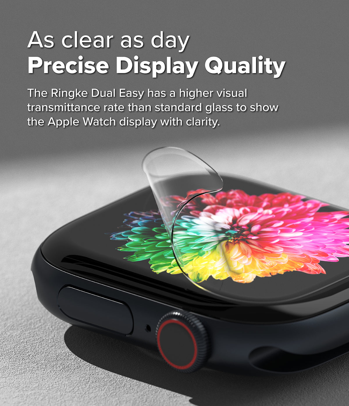 Apple Watch 11 / 10 (42mm) Screen Protector | Dual Easy Film - Transparent screen protector being applied to an Apple Watch.
