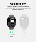 Apple Watch 11 / 10 (42mm) Screen Protector | Dual Easy Film Pro - Compatibility chart showing 42mm watch with checkmark.