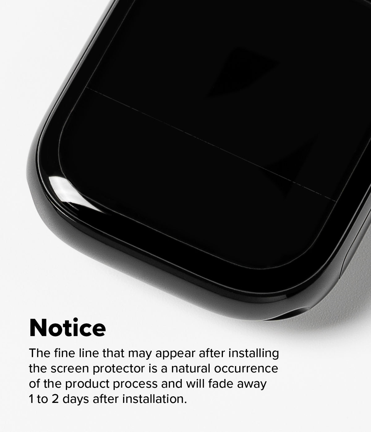 Apple Watch 11 / 10 (42mm) Screen Protector | Dual Easy Film Pro - Close-up of a faint horizontal line on a watch screen.