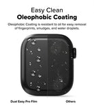 Apple Watch 11 / 10 (46mm) Screen Protector | Dual Easy Film Pro - Split screen showing water beading on film vs smudges.