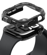 Apple Watch 11 / 10 (46mm) Case | Fusion Bumper - A transparent black protective bumper hovering above a black Apple Watch.